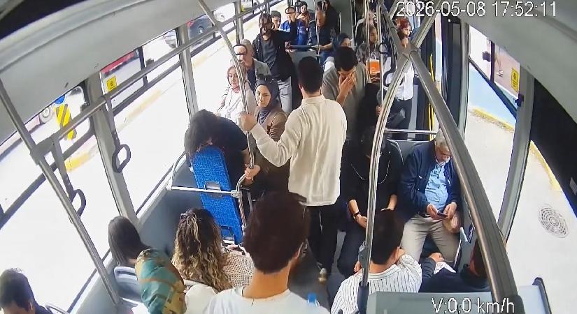 Şoför sürdü, sağlık çalışanı müdahale etti: Otobüste panik anlar