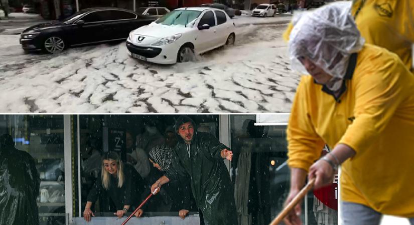 Ankara’da sağanak ve dolu: Bir anda bastırdı, yollar beyaza büründü