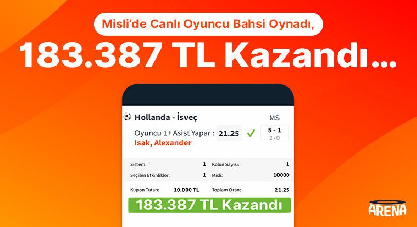 Misli’de Canlı Oyuncu Bahsi Oynadı, 183.387 TL Kazandı…