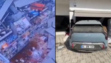 Araba markete daldı. Çalışan ve müşteriler mevtten döndü