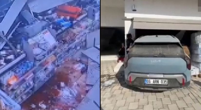 Araba markete daldı. Çalışan ve müşteriler mevtten döndü