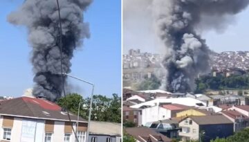 İstanbul’da fabrika yangını: Gökyüzüne yükselen duman kilometrelerce uzaktan görünüyor