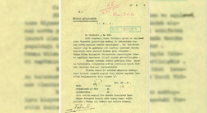 MİT tarihi belgeyi yayımladı. İşte 91 yıl evvelki “gizli mektup açma” formülü