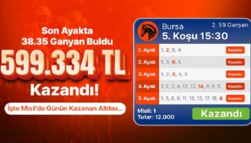 Son ayakta 38.35 ganyan buldu 599.334 tl kazandı! İşte Misli’de günün kazanan altılısı…