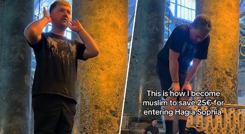 Ukraynalı turistin Ayasofya görüntüsü sosyal medyada gündem oldu
