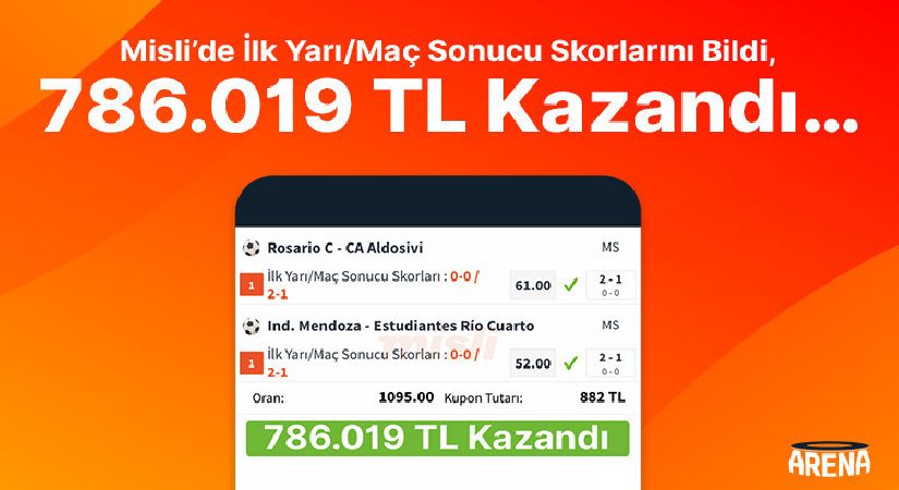 Birinci Yarı/Maç Sonucu Skorlarını Bildi, 786.019 TL Kazandı…