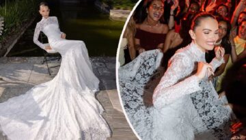 Daima hayâl ettiği gelinliği sonunda giydi: Boynundan ayaklarına kadar dantele büründü