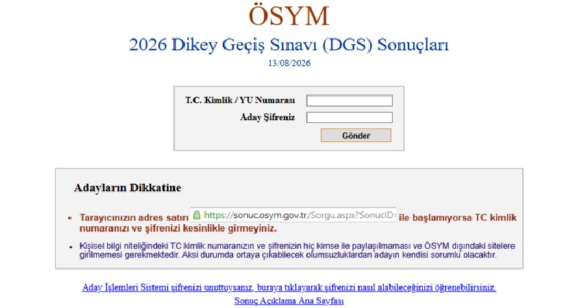 DGS sonuçları sorgulama sayfası 2026: DGS imtihan sonuçları açıklandı