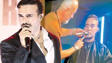 Konser arasında bıyıklar kesildi