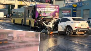Küçükçekmece’de dehşetli kaza. Otobüse çarpan arabada üç kişi öldü