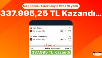 Maç Sonucu tercihleriyle 10’da 10 yaptı, 337.995,25 TL kazandı…