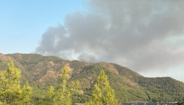 Muğla’nın Marmaris ilçesinde çıkan orman yangınına müdahale ediliyor.