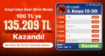 Sürprizleri Birer Birer Buldu 100 TL’ye 135.209 TL Kazandı! İşte Misli’de Günün Kazanan Altılısı…