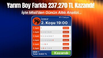 Yarım uzunluk farkla 237.270 tl kazandı! İşte Misli’de günün kazanan altılısı…