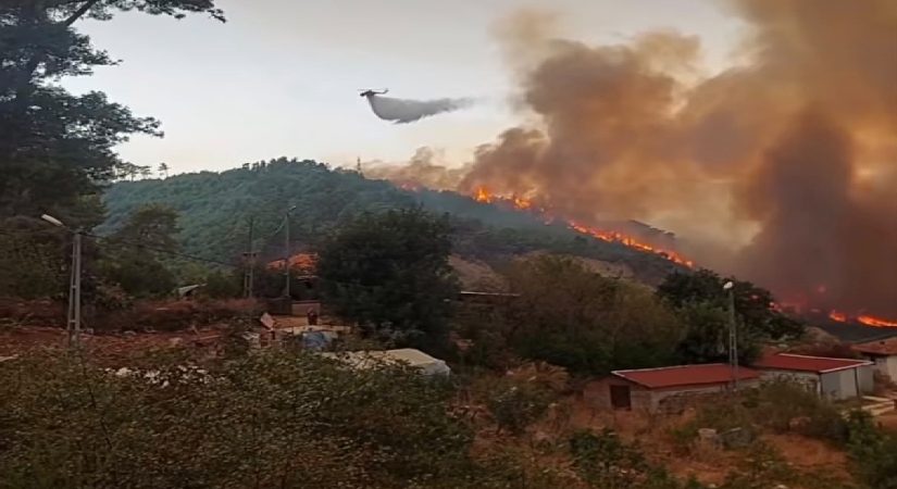Antalya’da orman yangını. Alevler rüzgarın tesiriyle büyüdü
