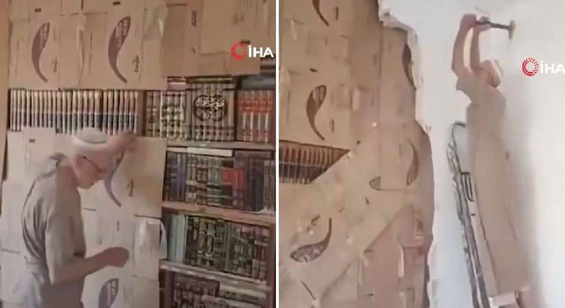 Esad rejiminden duvar örerek sakladığı kütüphanesine 15 yıl sonra kavuştu
