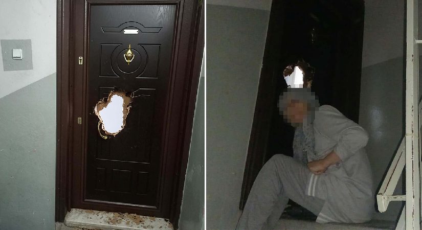 Komşusunun kapısını matkapla kırdı