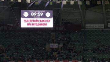 Konya’da Filistin için oynadılar. Dünyaya en manalı iletisi skorboarddan verdiler