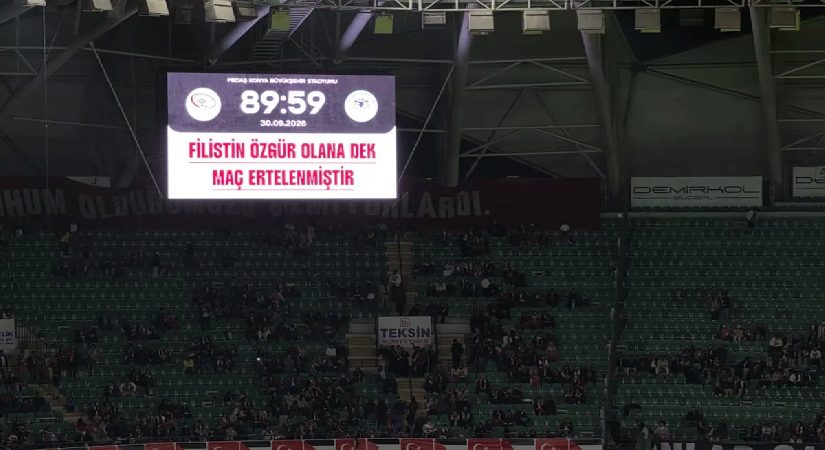 Konya’da Filistin için oynadılar. Dünyaya en manalı iletisi skorboarddan verdiler