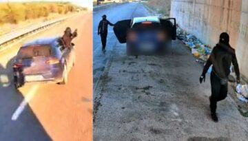 Türk tırına sinema üzere soygun. Maskeli adamlar önünü kesti, jammer bile kullandılar