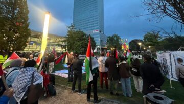 Uluslar Ligi’ndeki maç öncesi İsrail’e protesto. “Barış, onur ve adalet”