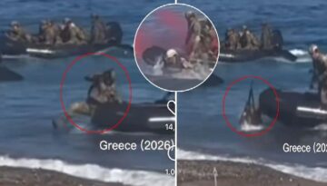 Yunan askerlerinin tatbikatı sosyal medyada viral oldu. Karaya ayak basamadan denize düştüler