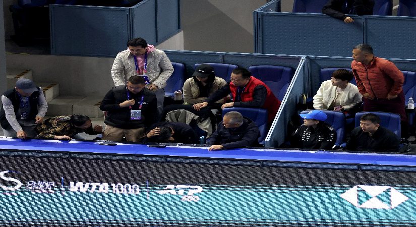 Tenis maçında çok farklı an. Seyirciyi gözünden vurdu